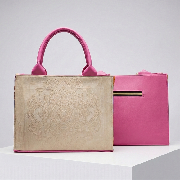 Artisan Handbags - Pink Embroidered Tote Bag